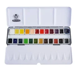 AKADEMIE Aquarellkasten mit 24 halben Näpfchen