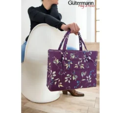 Baumwoll-Stoff "Brilliant" Zweige-Aubergine