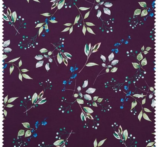 Baumwoll-Stoff "Brilliant" Zweige-Aubergine