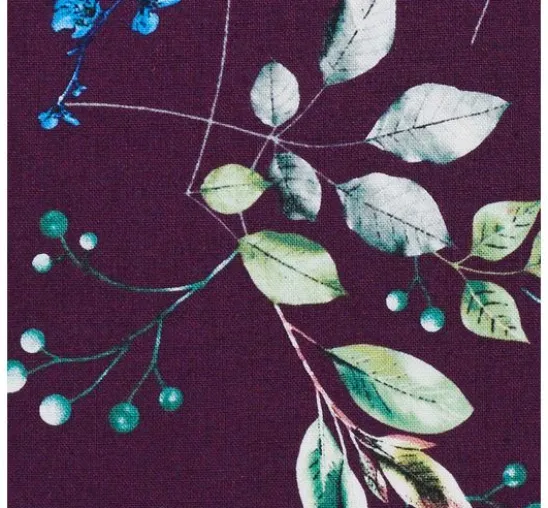 Baumwoll-Stoff "Brilliant" Zweige-Aubergine