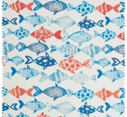 Baumwoll-Stoff "Flowing Fishes", Acryl beschichtet