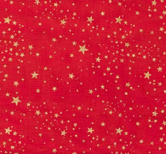 Baumwoll-Stoff Popeline Hot-Foil "Kleine Sterne-Rot"
