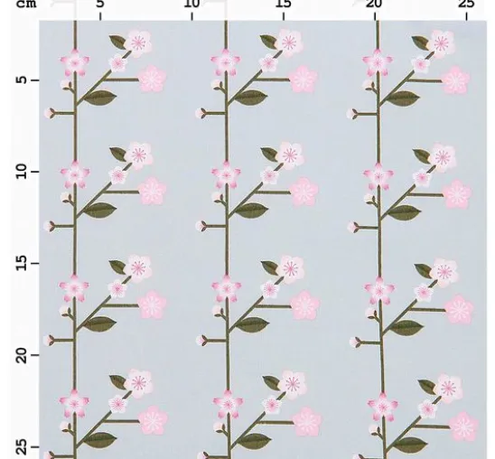 Baumwoll-Stoff Popeline "Sakura Zweige Smoke Blue"