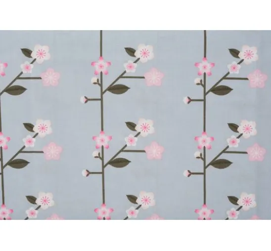 Baumwoll-Stoff Popeline "Sakura Zweige Smoke Blue"