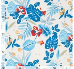 Baumwoll-Stoff Popeline "Tropical Blue"
