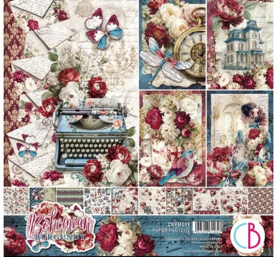 Ciao Bella Scrapbook-Papier "Bohemian Burgundy"