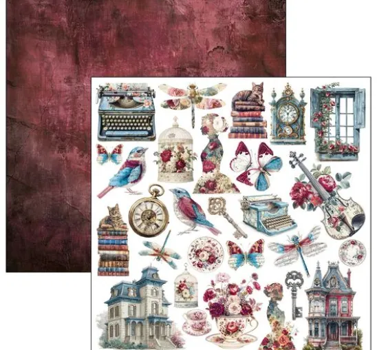 Ciao Bella Scrapbook-Papier "Bohemian Burgundy"