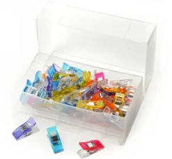 Clover Stoffklammern "Wonder Clips", 50 Stück, farbig sortiert, in Kunststoffbox