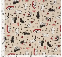 Dekostoff Leinenoptik "Cats"