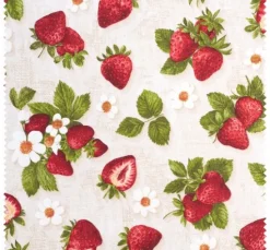 Dekostoff Leinenoptik "Erdbeeren"