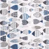 Dekostoff Leinenoptik "Fische Blau"