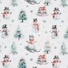 Dekostoff Leinenoptik "Schneemann mit Schlitten"