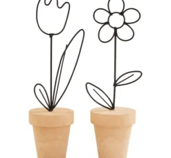 Draht-Blume im Topf, 2 Stück