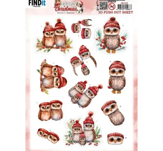 3D-Stanzbogen-Set "Furry Christmas"