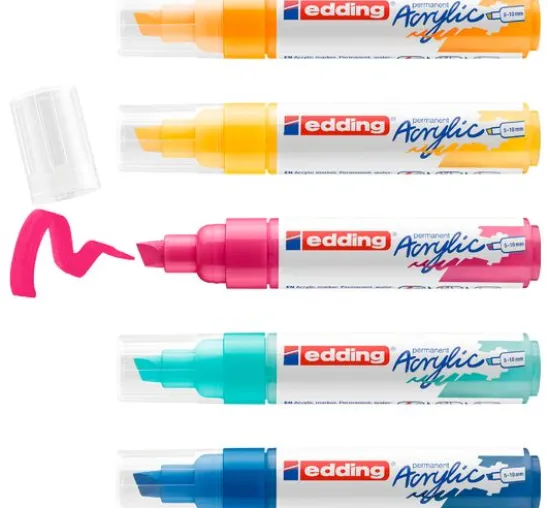edding 5000 Acrylic "Acrylmarker - Abstrakt", Breit, 5er-Set