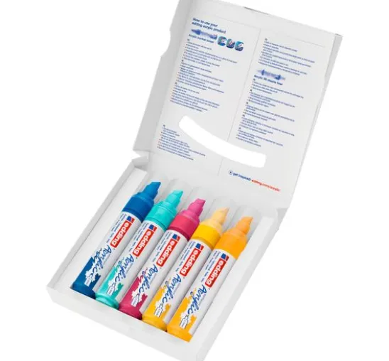 edding 5000 Acrylic "Acrylmarker - Abstrakt", Breit, 5er-Set