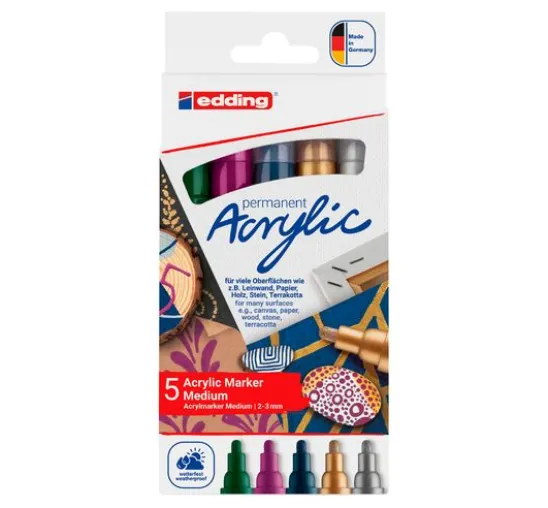 edding 5100 Acrylic "Acrylmarker - Festlich", Mittel, 5er-Set
