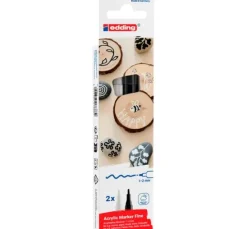 edding 5300 Acrylic "Acrylmarker - Schwarz/Weiß", Fein, 2er-Set