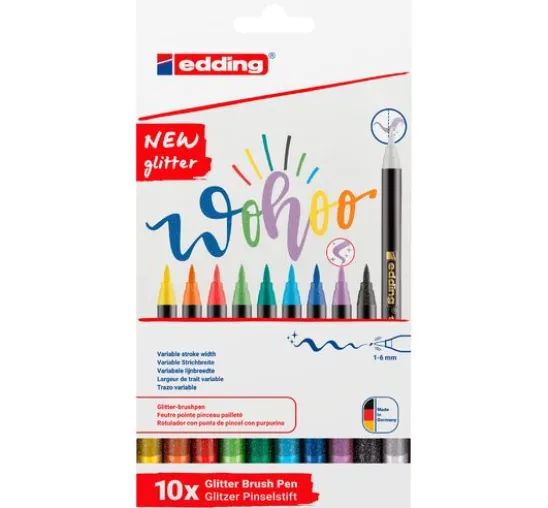 edding 1340 Pinselstift "Glitzer", 10er-Set