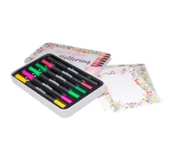 Handlettering Designdose Brush Pens Sag's mit Blumen