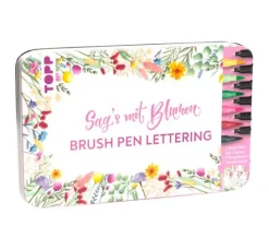Handlettering Designdose Brush Pens Sag's mit Blumen