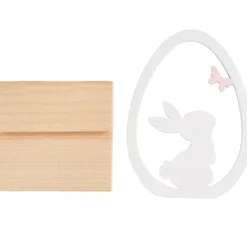Holz-Deko "Ei mit Hase auf Sockel"