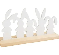 Holz-Deko "Hasenfamilie auf Sockel"