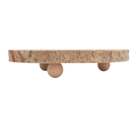 Holz Dekoplatte mit Rinde, auf Füßen, natur
