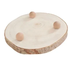 Holz Dekoplatte mit Rinde, auf Füßen, natur
