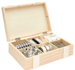 Holz-Kiste / Aufbewahrungsbox mit 6-facher Einteilung