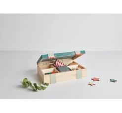 Holz-Kiste / Aufbewahrungsbox mit 6-facher Einteilung