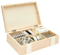 Holz-Kiste / Aufbewahrungsbox mit 6-facher Einteilung