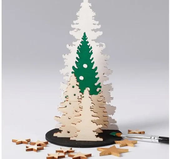 Holz-Steckmotiv "Tannentrio", Sperrholz