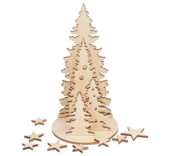 Holz-Steckmotiv "Tannentrio", Sperrholz