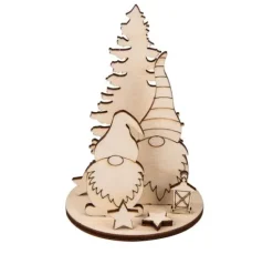 Holz-Steckmotiv "Wichtel mit Tanne"
