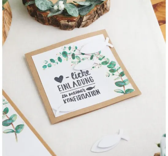 Holzstempel "Herzliche Einladung Konfirmation"
