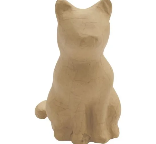Katze sitzend, Pappmaché