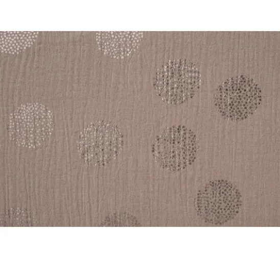 Krinkel-Musselin Baumwoll-Stoff mit Metallic-Effekt "Sakura Blossom Taupe"