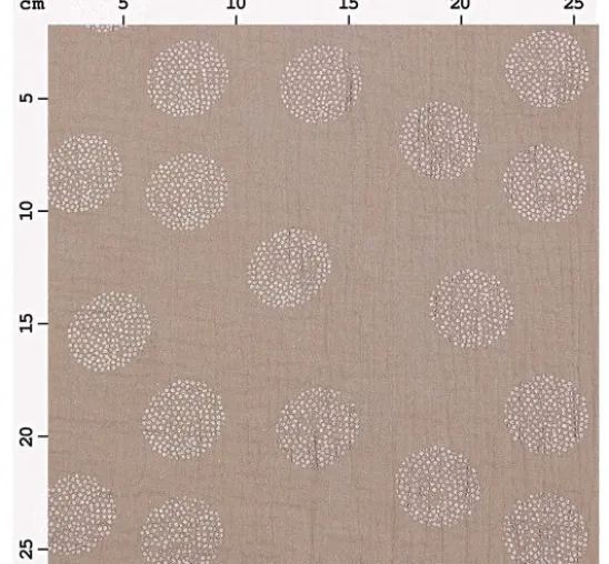 Krinkel-Musselin Baumwoll-Stoff mit Metallic-Effekt "Sakura Blossom Taupe"