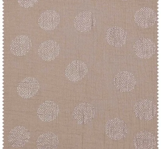 Krinkel-Musselin Baumwoll-Stoff mit Metallic-Effekt "Sakura Blossom Taupe"