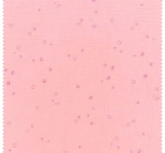 Krinkel-Musselin Baumwoll-Stoff mit Metallic-Effekt "Wild Dots-Lachsrosa"