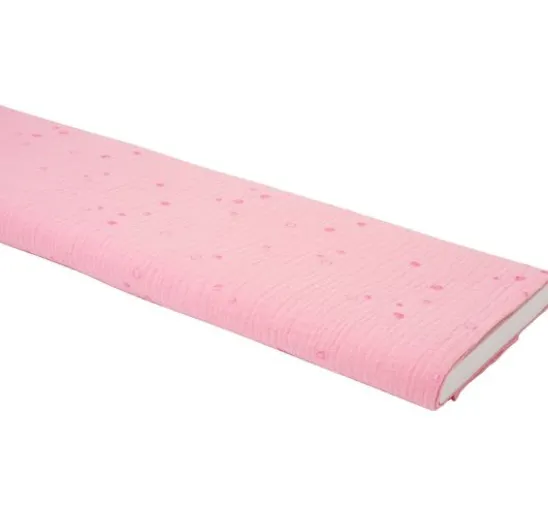 Krinkel-Musselin Baumwoll-Stoff mit Metallic-Effekt "Wild Dots-Lachsrosa"