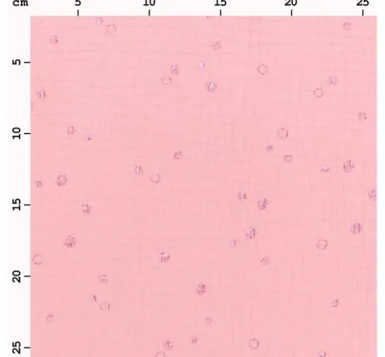 Krinkel-Musselin Baumwoll-Stoff mit Metallic-Effekt "Wild Dots-Lachsrosa"