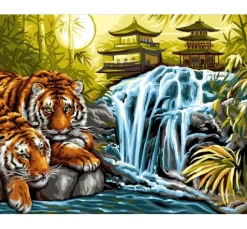 Malen nach Zahlen "Tiger am Fluss"
