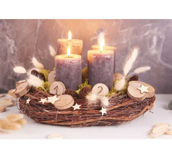 Marble Kerze, durchgefärbt, 4er-Pack