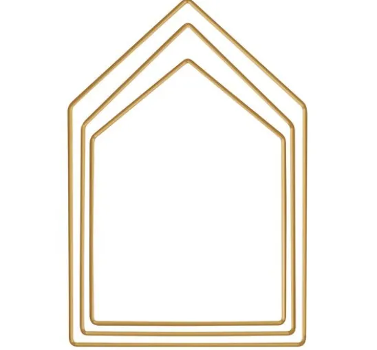 Metallring "Haus", 3er-Set, Goldfarben