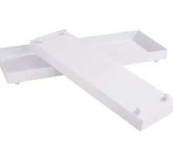 Metall-Tablett, rechteckig, 2er-Set, weiß