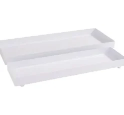 Metall-Tablett, rechteckig, 2er-Set, weiß
