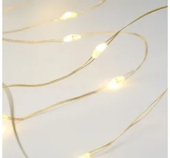 Micro-LED-Lichterkette, mit Timer, goldfarbener Draht, 20 LEDs