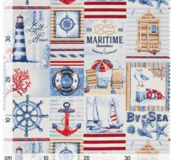 Motiv-Stoff Leinenoptik "By the Sea"